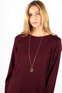 Robe droite bordeaux en laine flanelle Carolyne ATODE