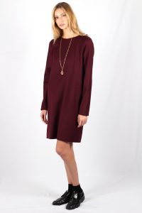 Robe droite bordeaux en laine flanelle Carolyne ATODE