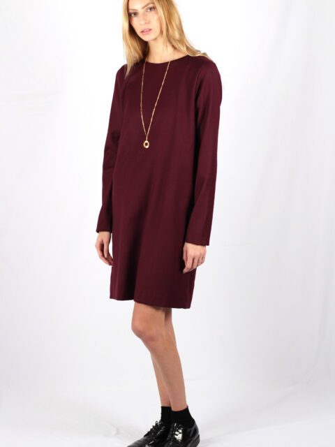 Robe droite bordeaux en laine flanelle Carolyne ATODE