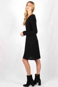 Robe noire cintrée en crêpe de laine Nahéma ATODE