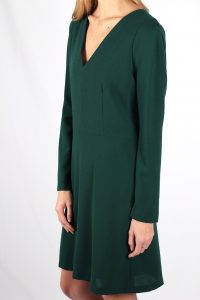 Robe vert sapin cintrée en crêpe de laine Nahéma ATODE