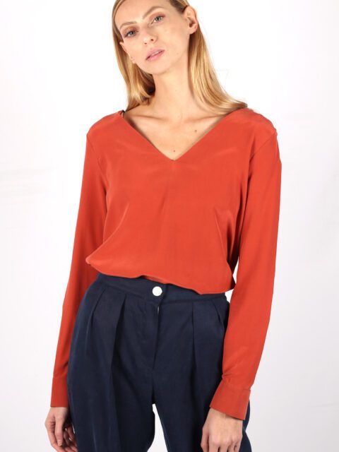 Blouse soie terracotta Ségolène ATODE