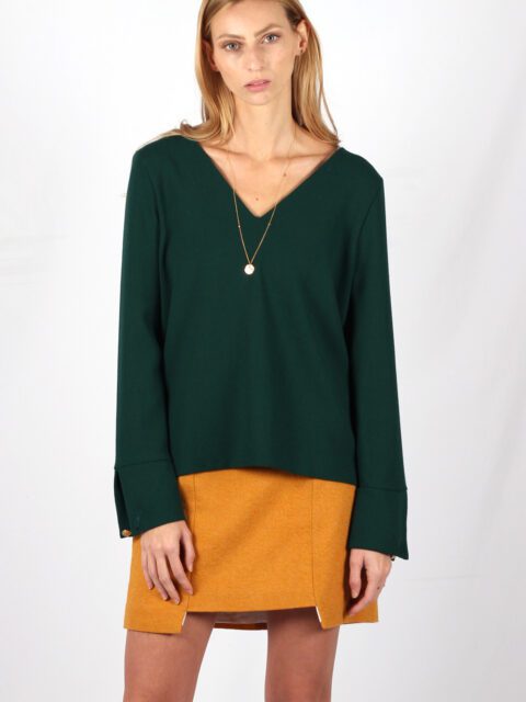 pull vert sapin en crêpe de laine Chloé ATODE