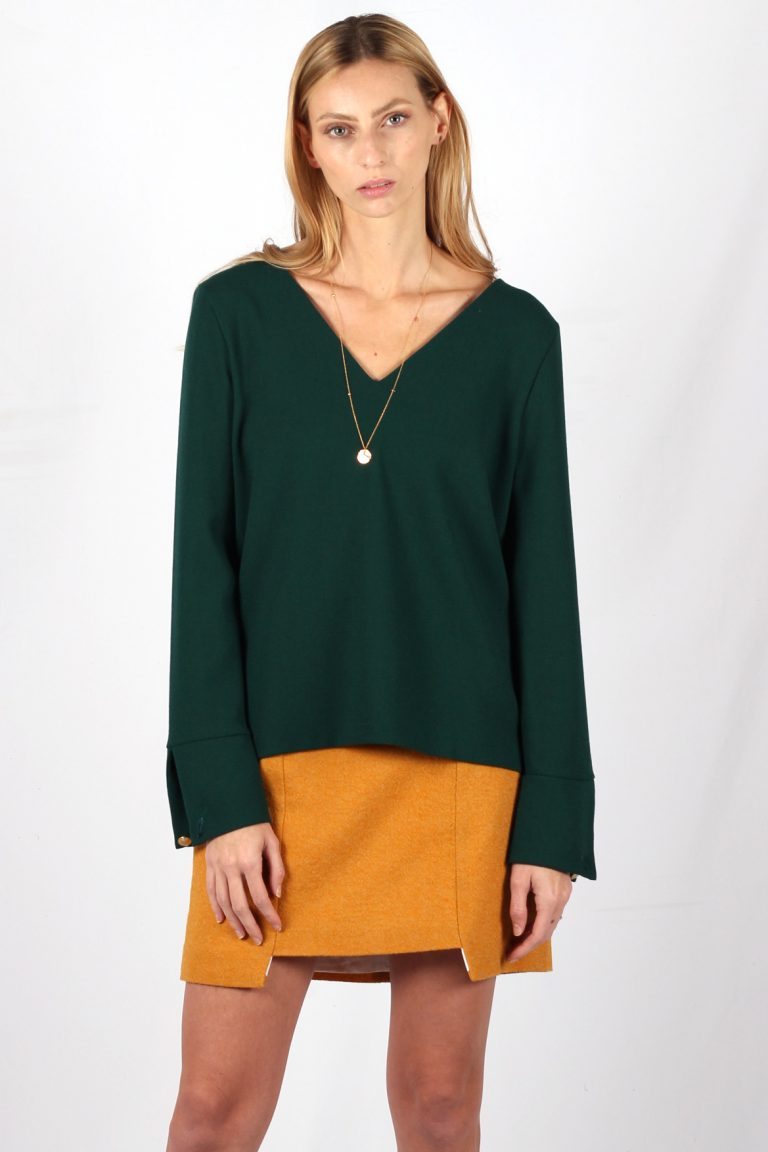 pull vert sapin en crêpe de laine Chloé ATODE