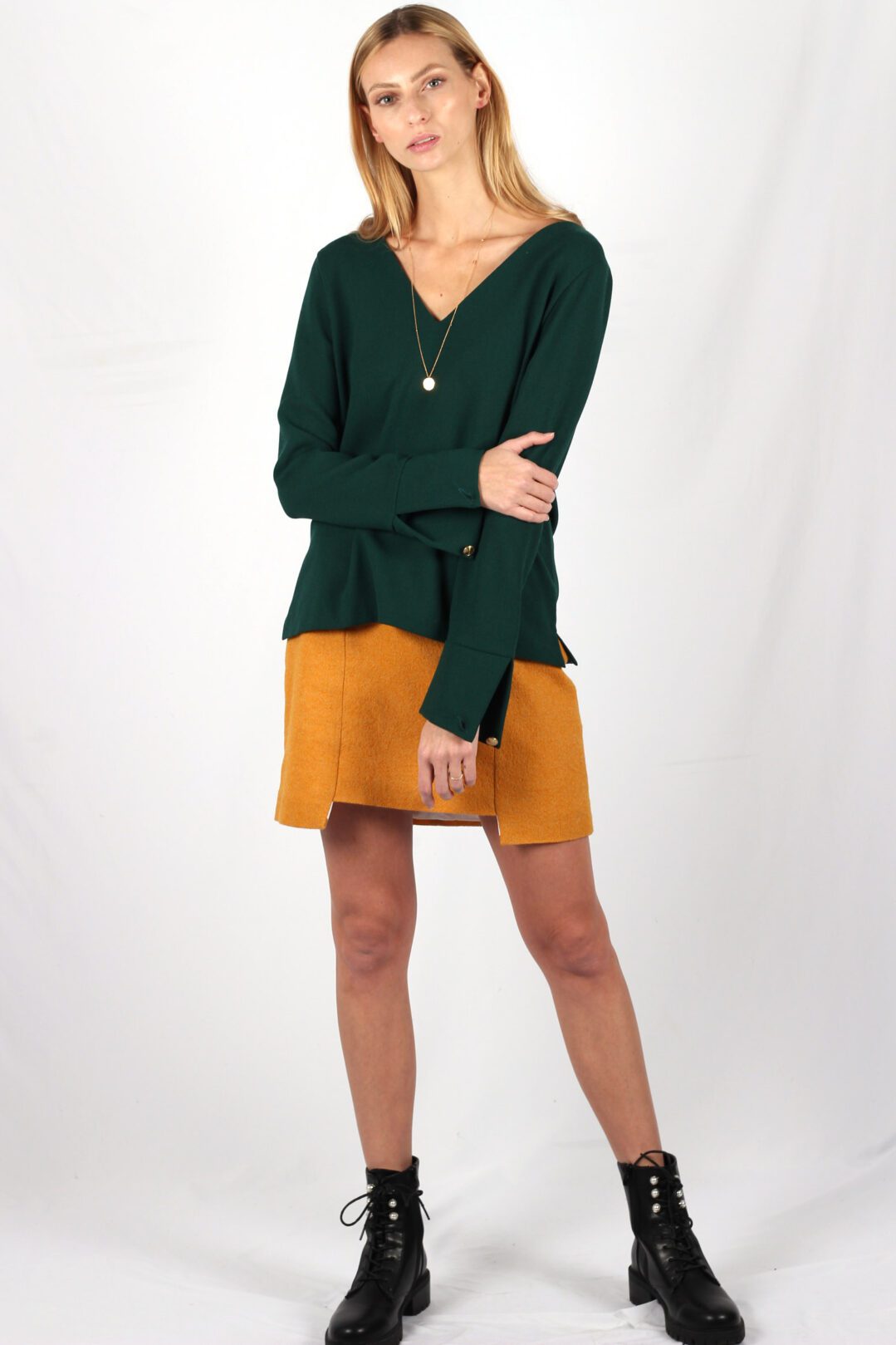 pull vert sapin en crêpe de laine Chloé ATODE