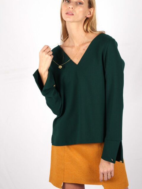 pull vert sapin en crêpe de laine Chloé ATODE