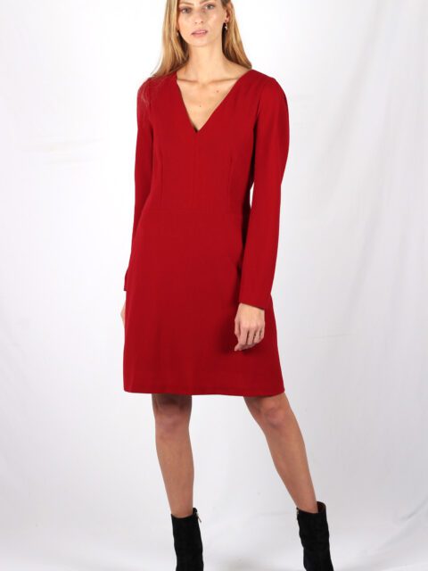 robe rouge cintrée en crêpe de laine Nahéma ATODE