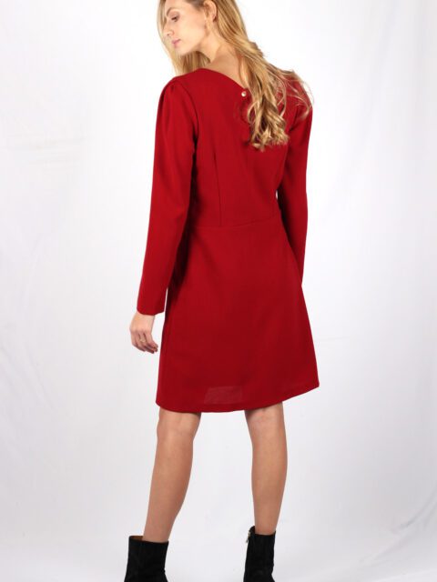 robe rouge cintrée en crêpe de laine Nahéma ATODE