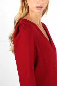 robe rouge cintrée en crêpe de laine Nahéma ATODE