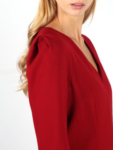 robe rouge cintrée en crêpe de laine Nahéma ATODE