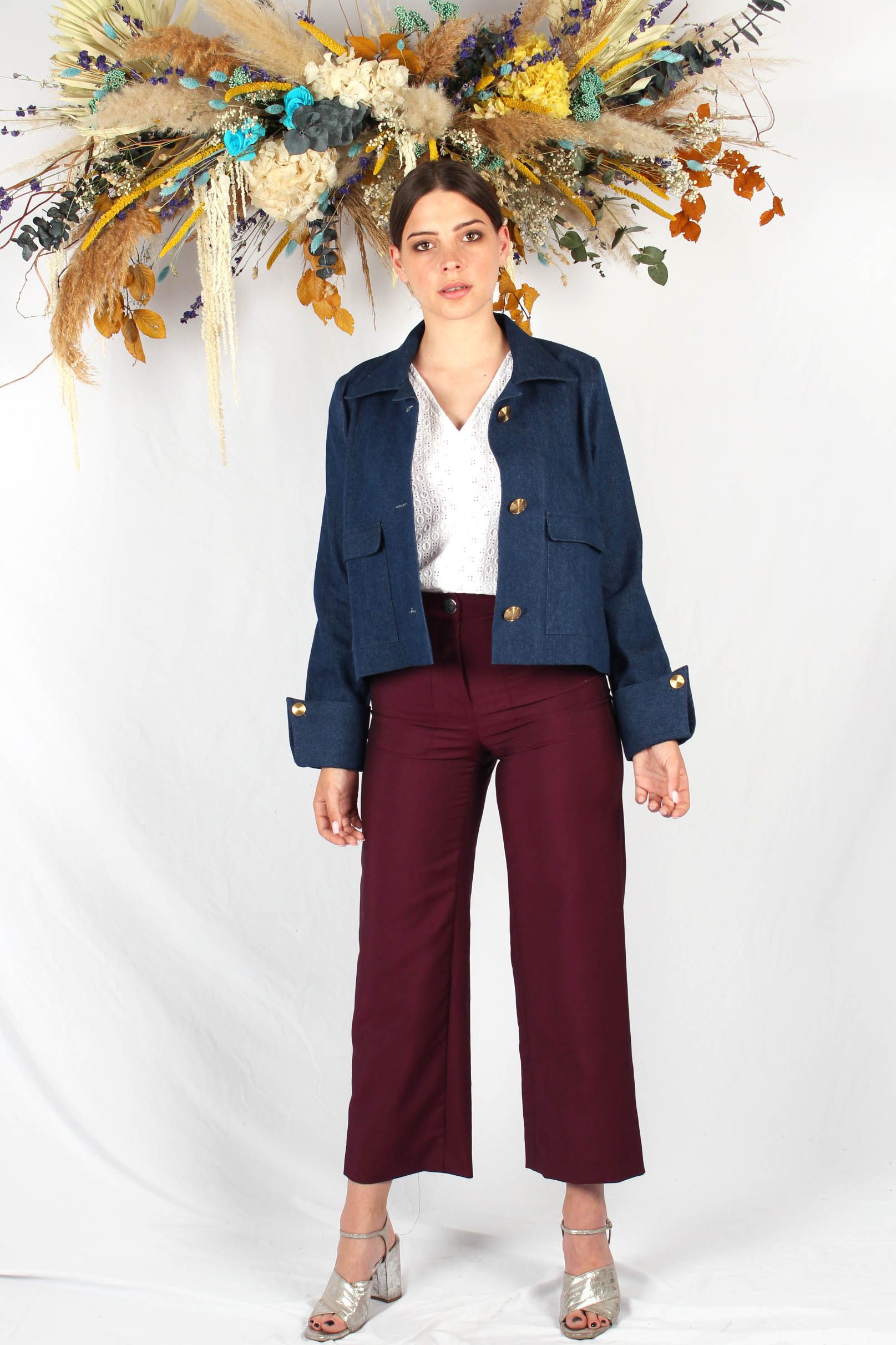 veste courte bleu jean
