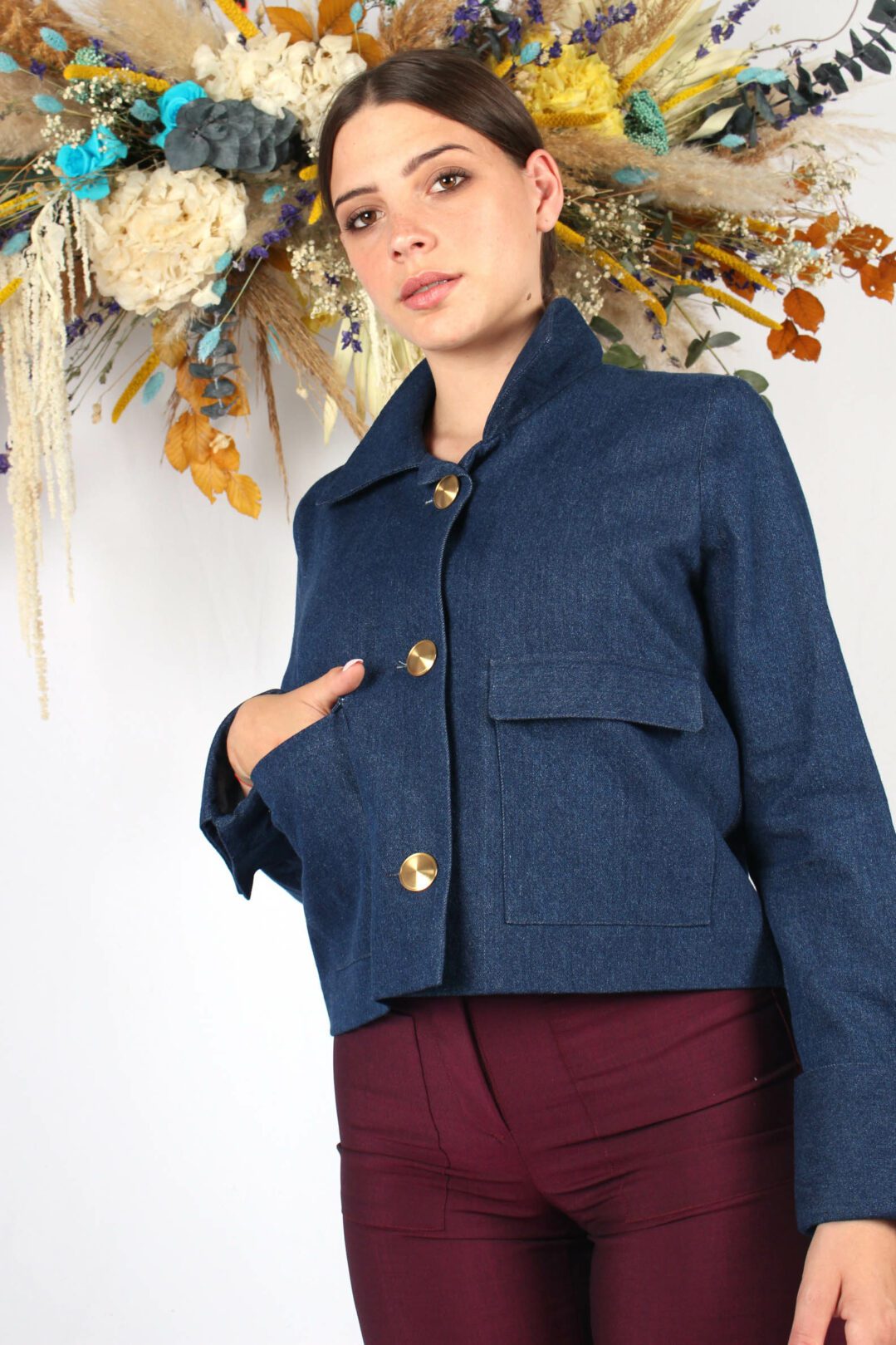 veste courte bleu jean Virginie ATODE