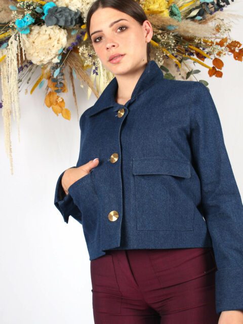 veste courte bleu jean Virginie ATODE