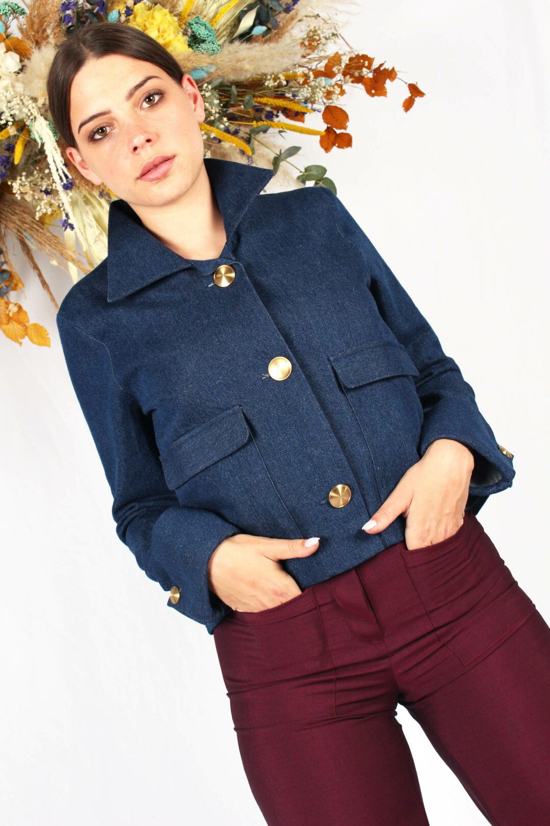 veste courte bleu jean Virginie ATODE