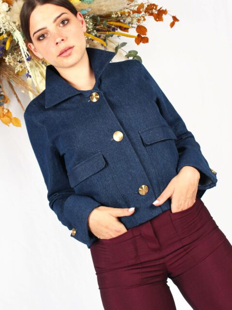 veste courte bleu jean Virginie ATODE