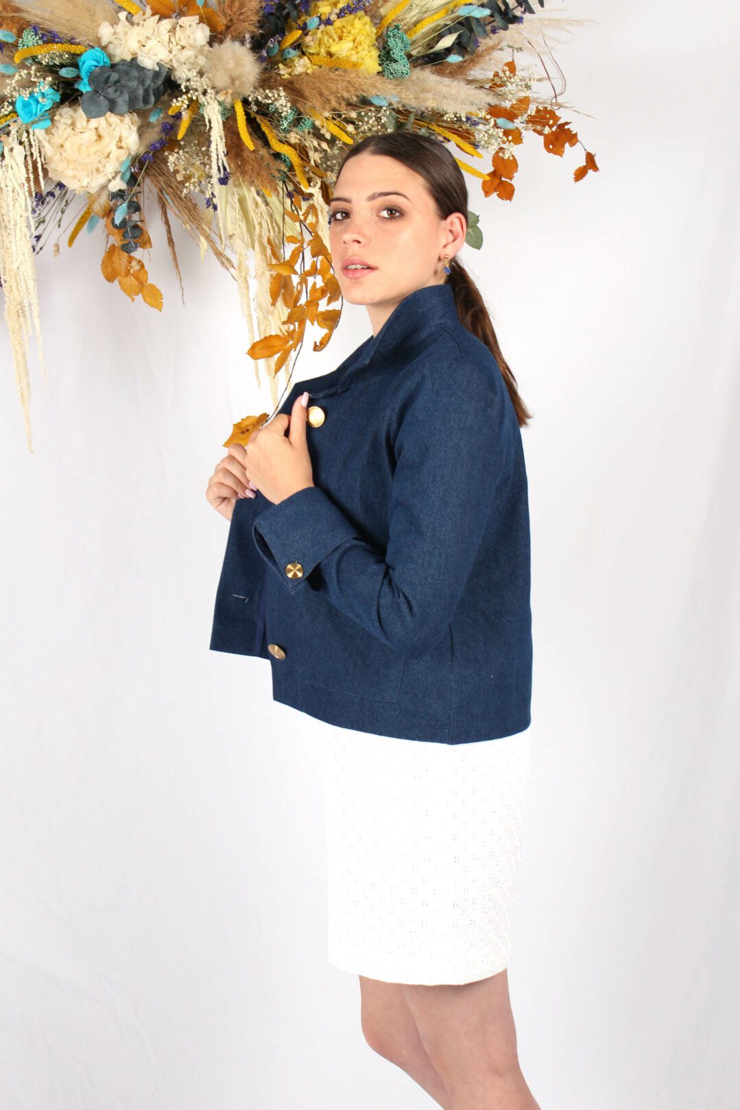 veste courte bleu jean Virginie ATODE