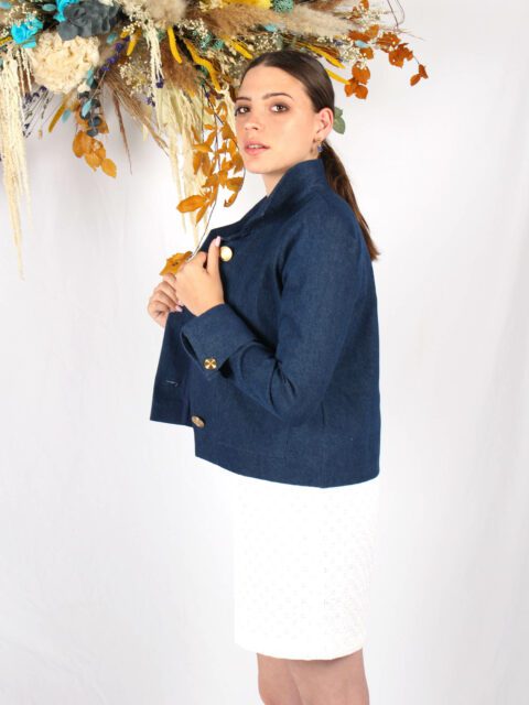 veste courte bleu jean Virginie ATODE