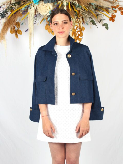 veste courte bleu jean Virginie ATODE