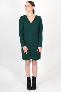 Robe vert sapin cintrée en crêpe de laine Nahéma ATODE