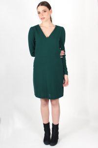 Robe vert sapin cintrée en crêpe de laine Nahéma ATODE