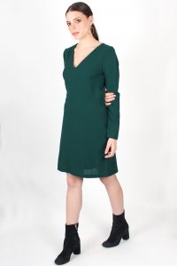 Robe vert sapin cintrée en crêpe de laine Nahéma ATODE