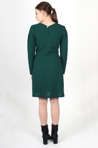 Robe vert sapin cintrée en crêpe de laine Nahéma ATODE