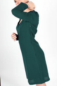 Robe vert sapin cintrée en crêpe de laine Nahéma ATODE