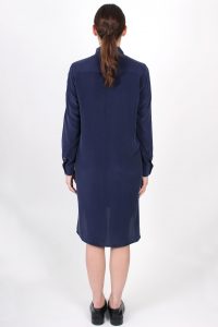 Robe chemise bleu marine en soie lavée Coline ATODE