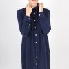 Robe chemise bleu marine en soie lavée Coline ATODE