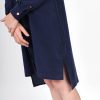 Robe chemise bleu marine en soie lavée Coline ATODE
