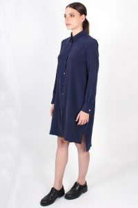 Robe chemise bleu marine en soie lavée Coline ATODE