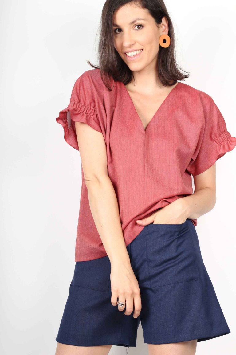 Blouse corail manches tshirts smockées Louane ATODE