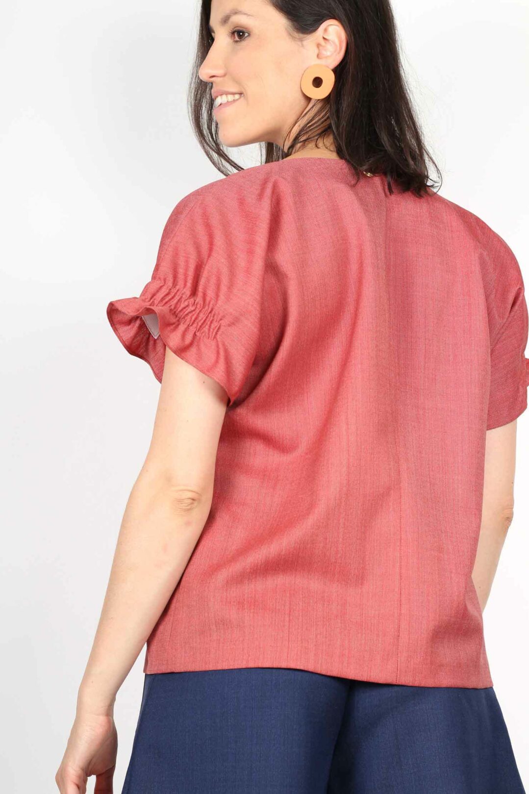 Blouse corail manches tshirts smockées Louane ATODE
