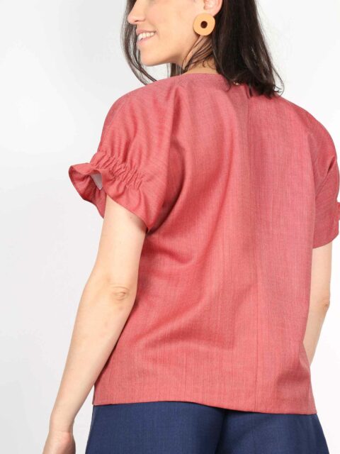 Blouse corail manches tshirts smockées Louane ATODE