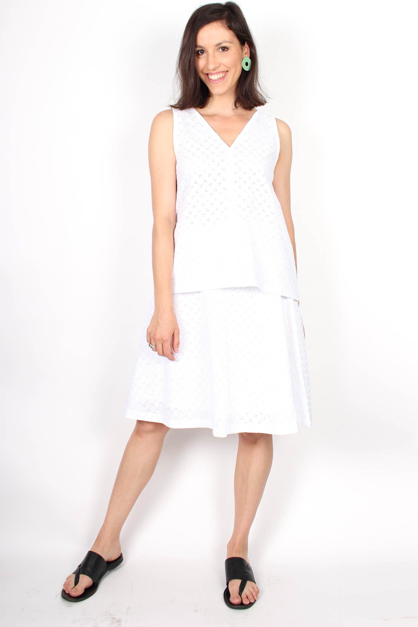 Jupe patineuse en coton blanc Elsa4