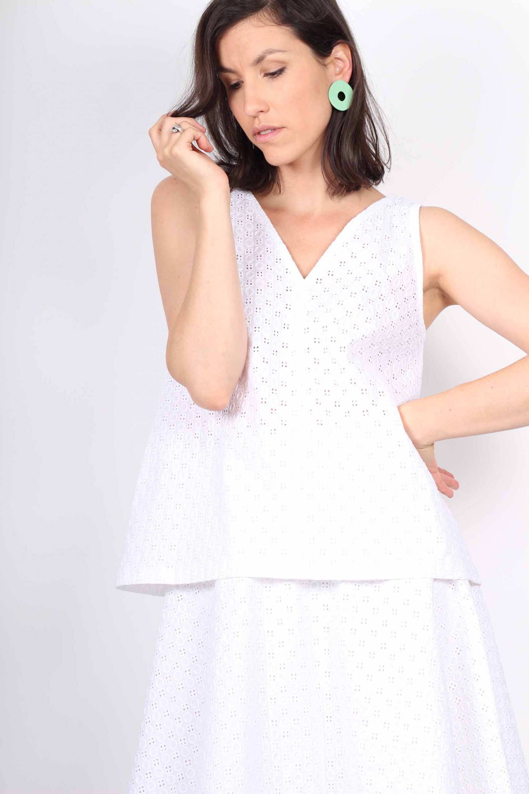Jupe patineuse en coton blanc2