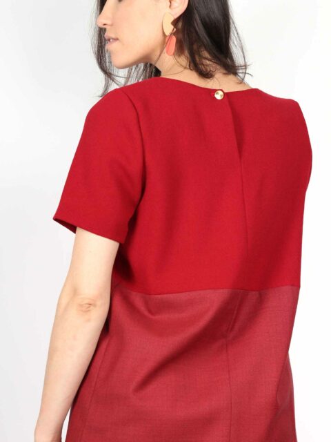 Robe droite rouge bicolore Carolyne ATODE