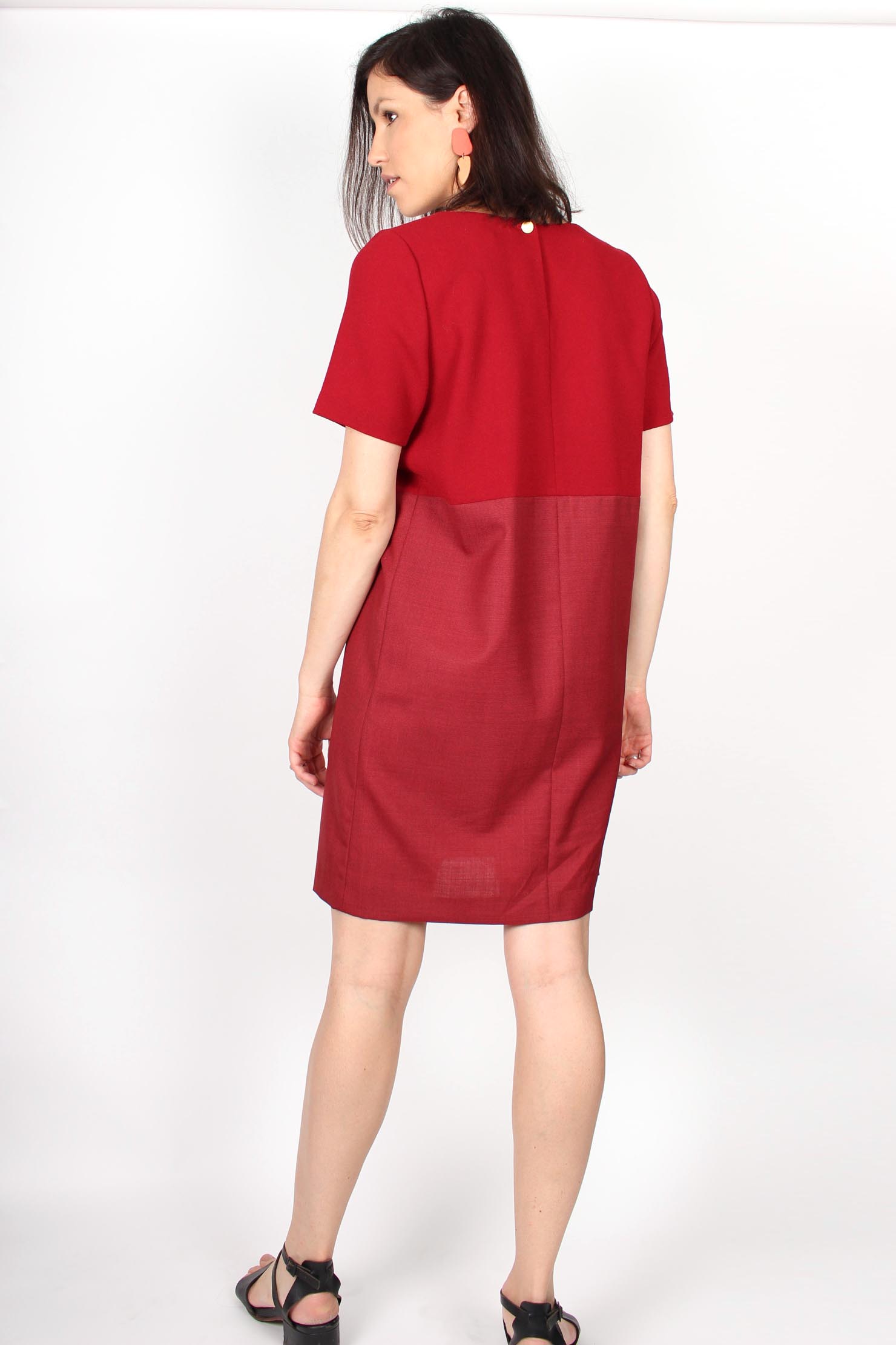 Robe droite rouge bicolore