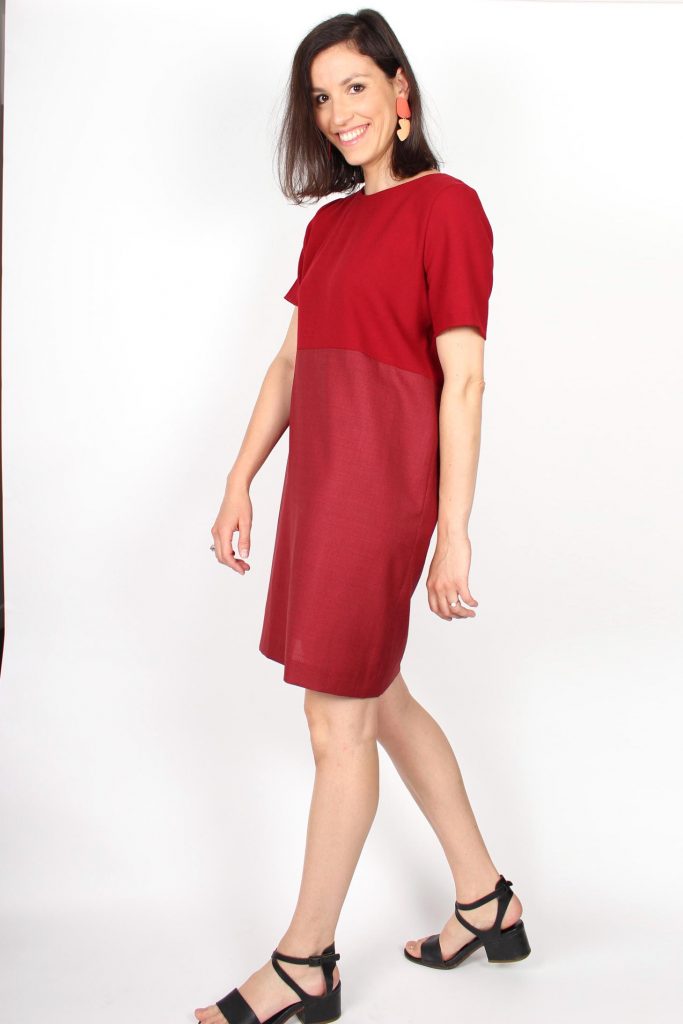 Robe droite rouge bicolore Carolyne ATODE