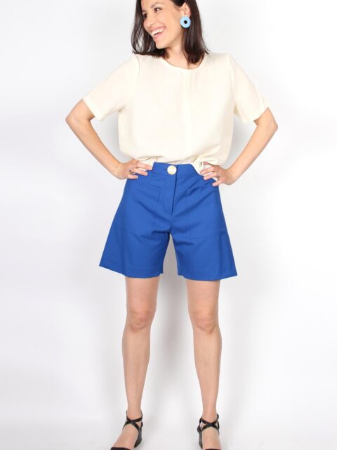 Short bleu roi chic femme en laine froide Isabelle ATODE