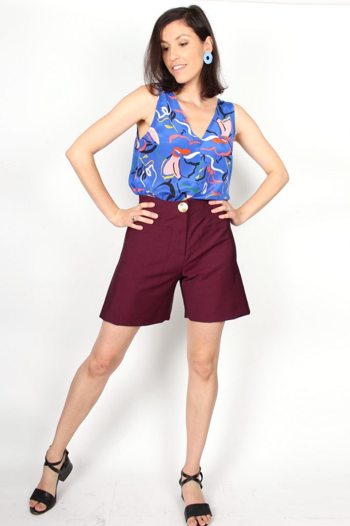 Short bordeaux chic femme en laine froide Isabelle aTODE