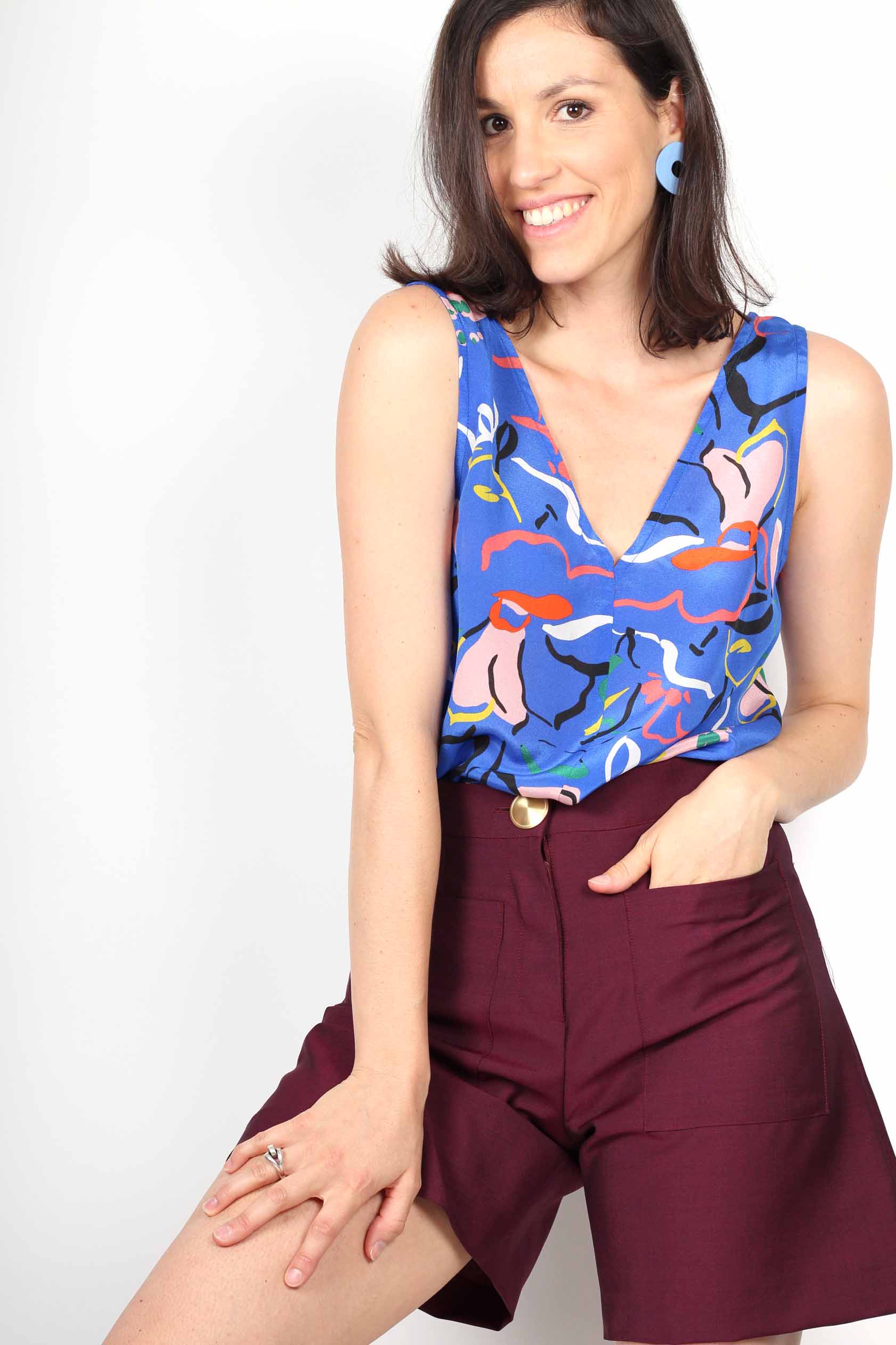 Short bordeaux chic femme en laine froide8