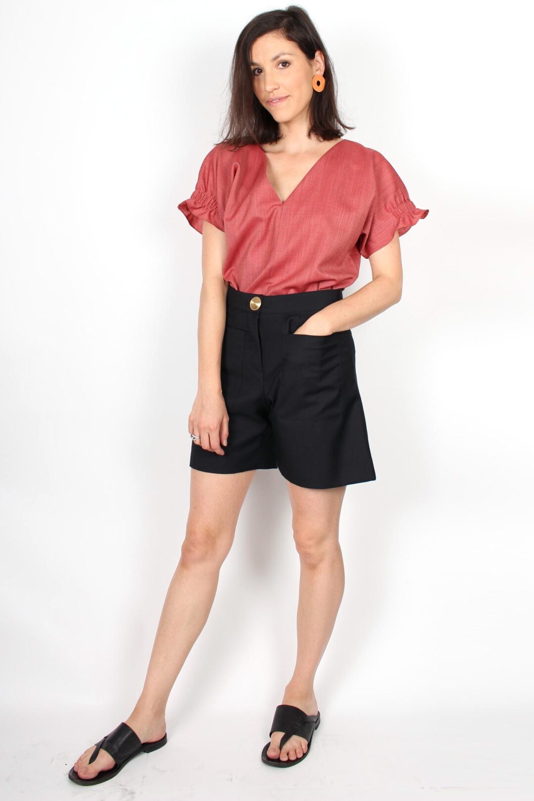 Short noir chic femme en laine froide Isabelle ATODE