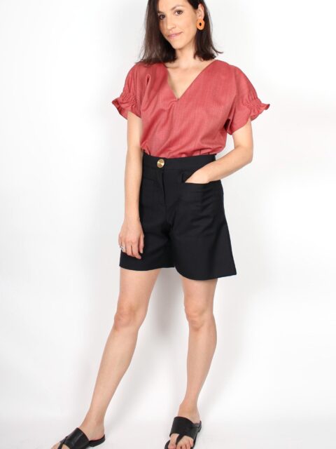 Short noir chic femme en laine froide Isabelle ATODE