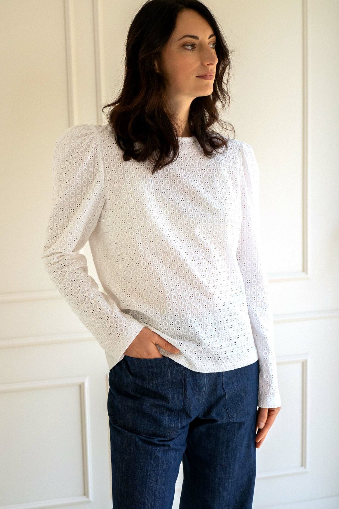 Top blanc en broderie anglaise Nathalie aTODE