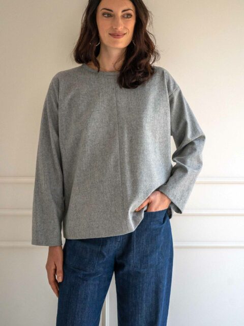 Top oversize en flanelle grise Chiara ATODE