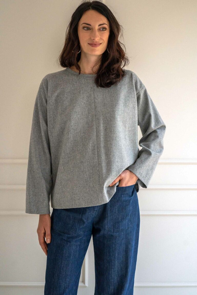 Top oversize en flanelle grise Chiara ATODE