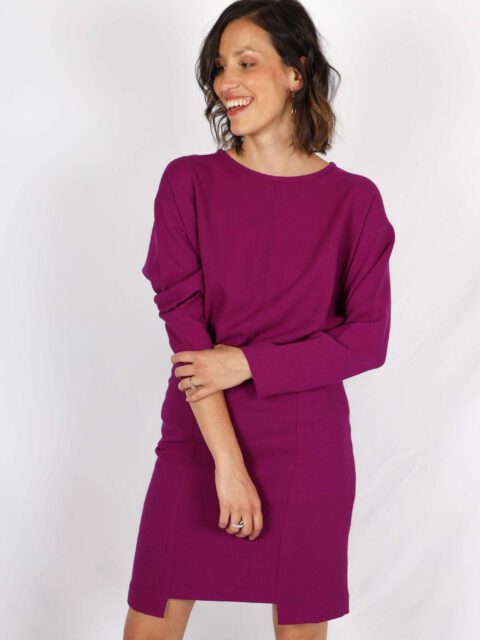 Top violet oversize femme en crêpe de laine Chiara ATODE