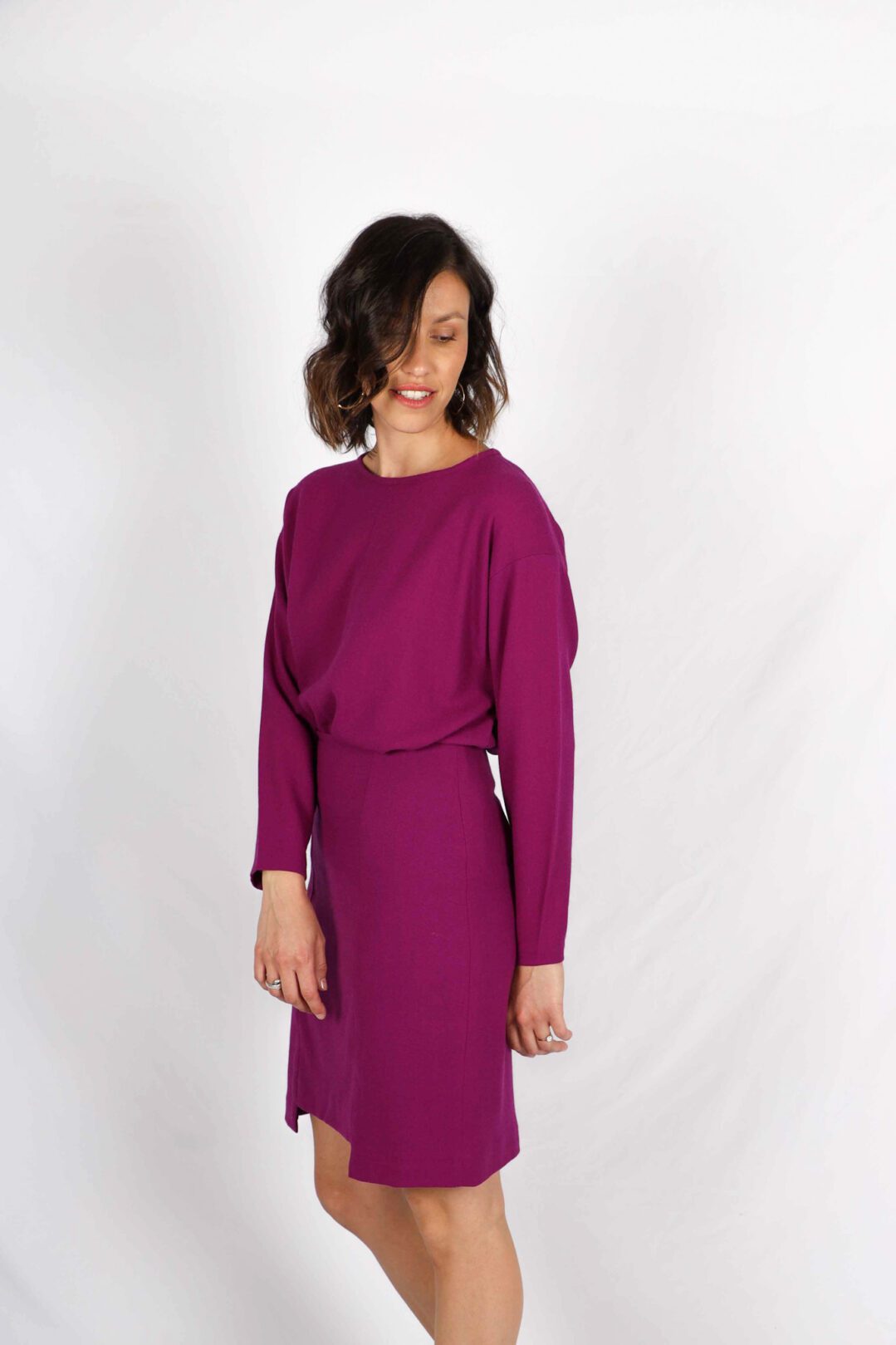 Top violet oversize femme en crêpe de laine Chiara ATODE