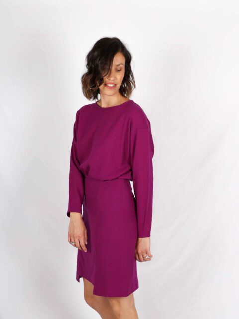 Top violet oversize femme en crêpe de laine Chiara ATODE